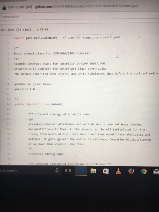 is an abstract class to model animals. Read the class and see