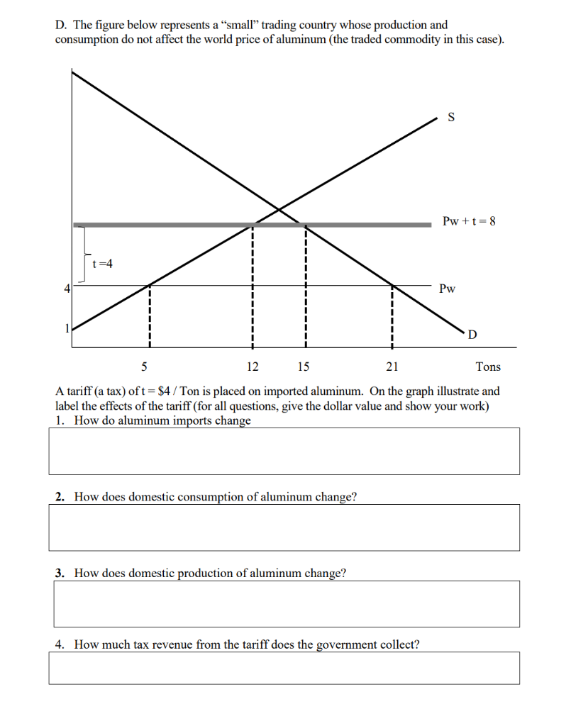 D. The figure below represents a small trading country whose production