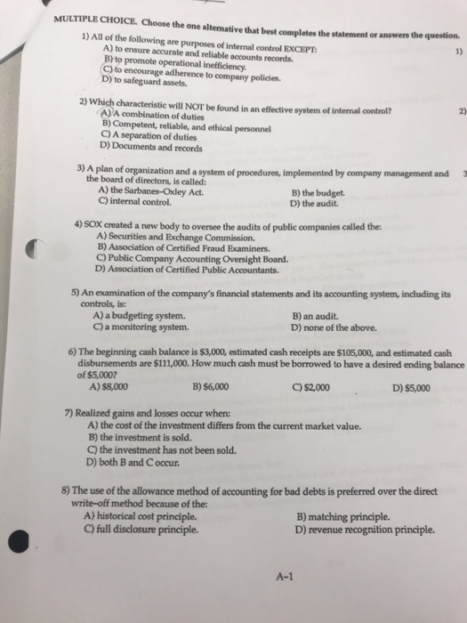  MULTIPLE CHOICE. Choose the one alternative that best completes the statement