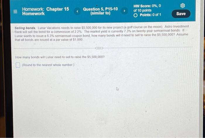 Chapter 15. Question 5. III Homework: Chapter 15 Homework Question 5, P15-10