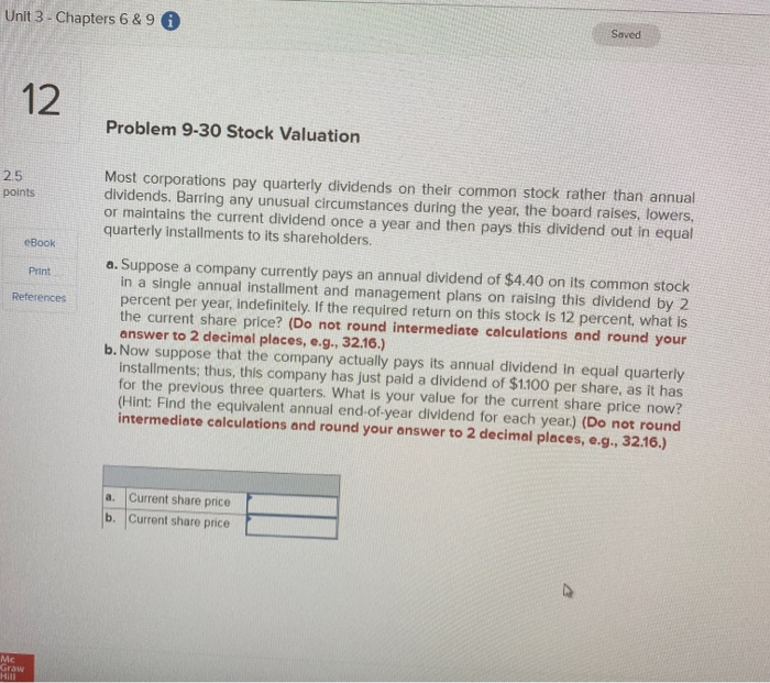  Saved nit 3 - Chapters 6 & 9 0 12 Problem