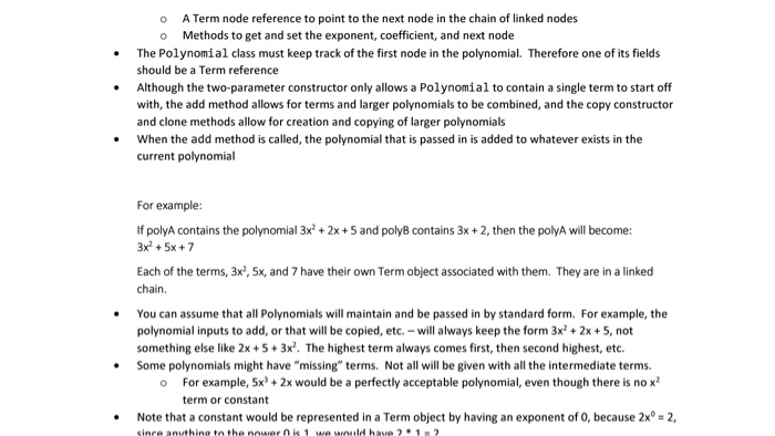 following: For this program, you will implement two classes, one representing a