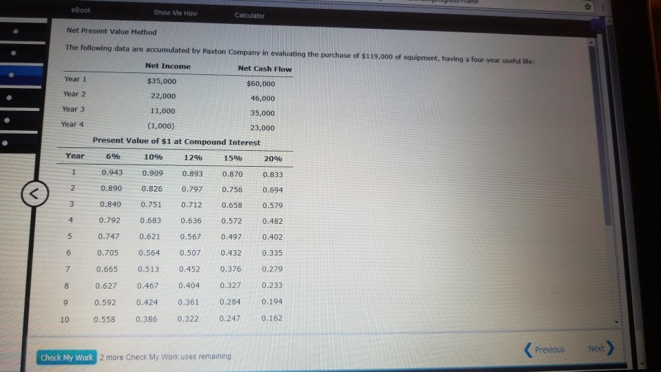  eBook Show Me How Calculator Net Present Value Method The following