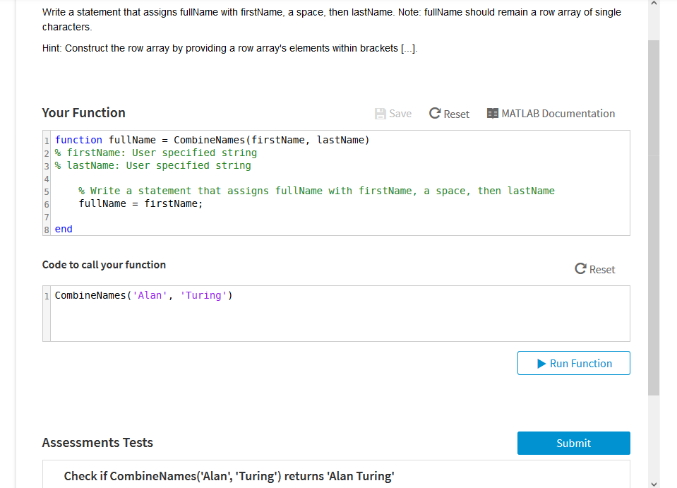 Use the Programming Language ---- > MATLAB Write a statement that assigns