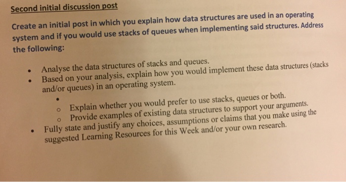  Create an initial post in which you explain how data structures