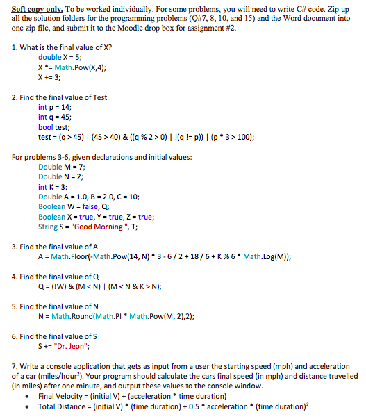  soit conv nM To be worked individually. For some problems, you