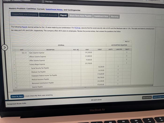 Chart of Accounts Payroll Short-Term Note Payable installment Note Warranty You ve