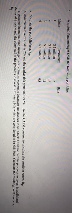 need help with #5 need help with 5.c** 5. A mutual fund