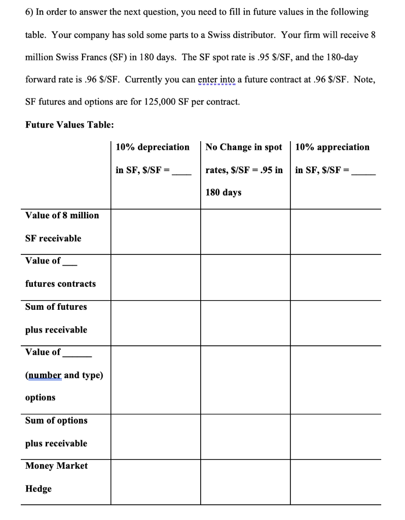 please help fill out this chart by looking at the questions below