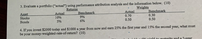 both please 3. Evaluate a portfolio ("actual") using performance attribution analysis