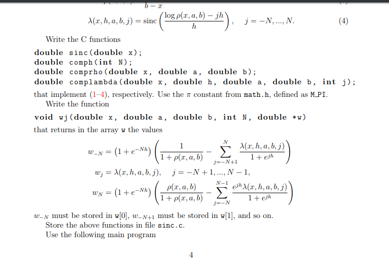 (5 points) The sinc function is defined by You are given a