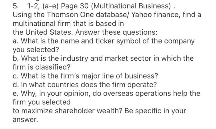  please help me with the answer a to e 5. 1-2,