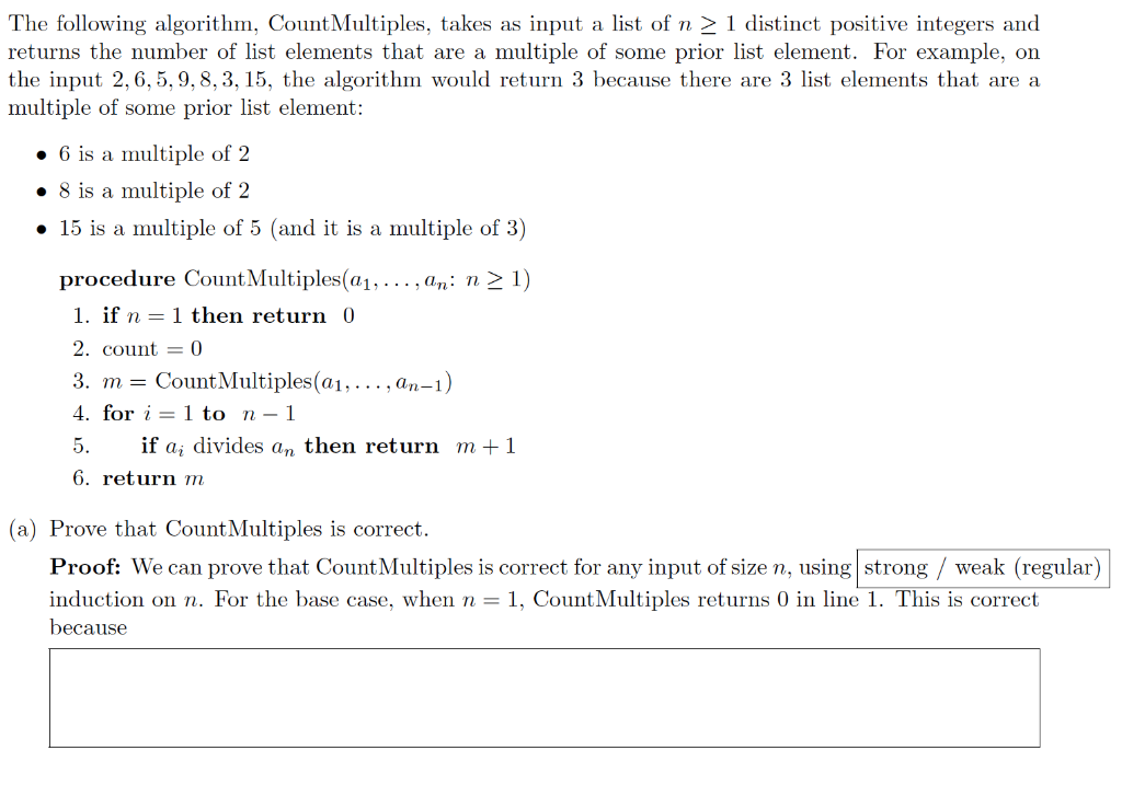  The following algorithm, Count Multiples, takes as input a list of