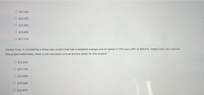 it chooses project A, Globex Corp. will have the opportunity to make