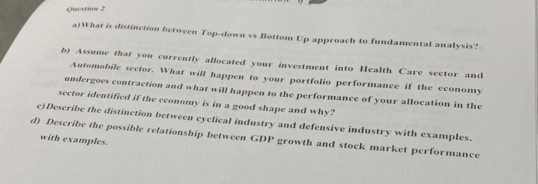 Question 2 21) What is distinction between Top-down vs Bottom Up