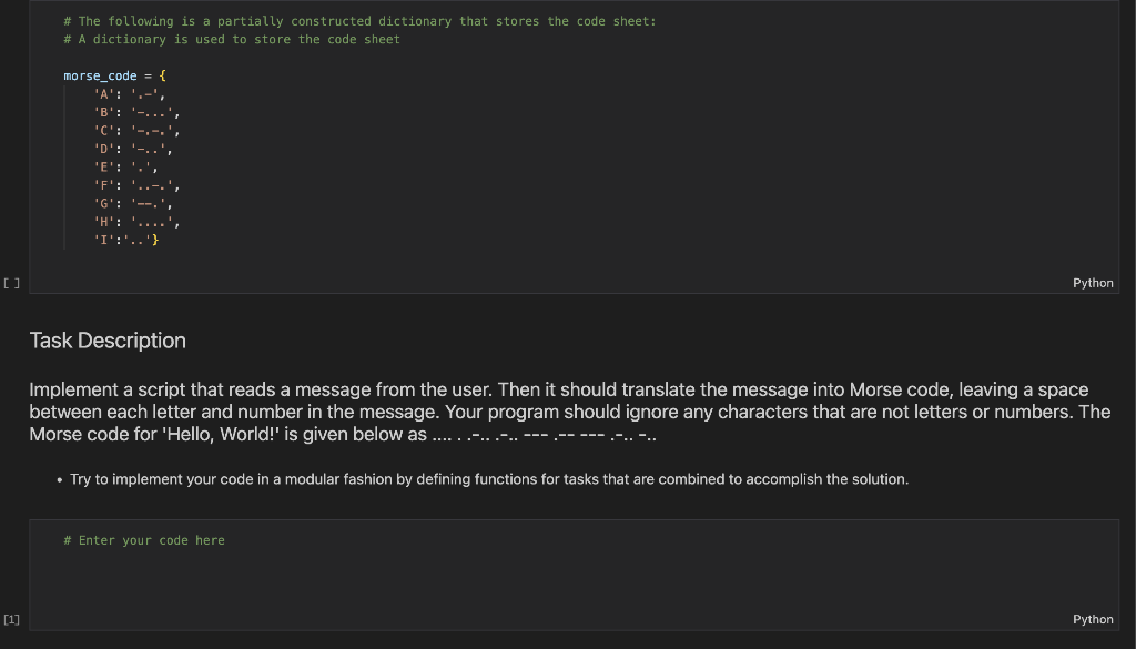 Points]: Morse Code Encoder - Morse code is an encoding scheme that