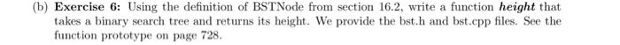 */ #include #include #include "bst.h" using namespace std; BSTNode *findNode(BSTNode *t, const