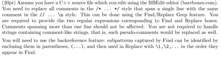  Please do not include C++ code. I need regular expressions. Such