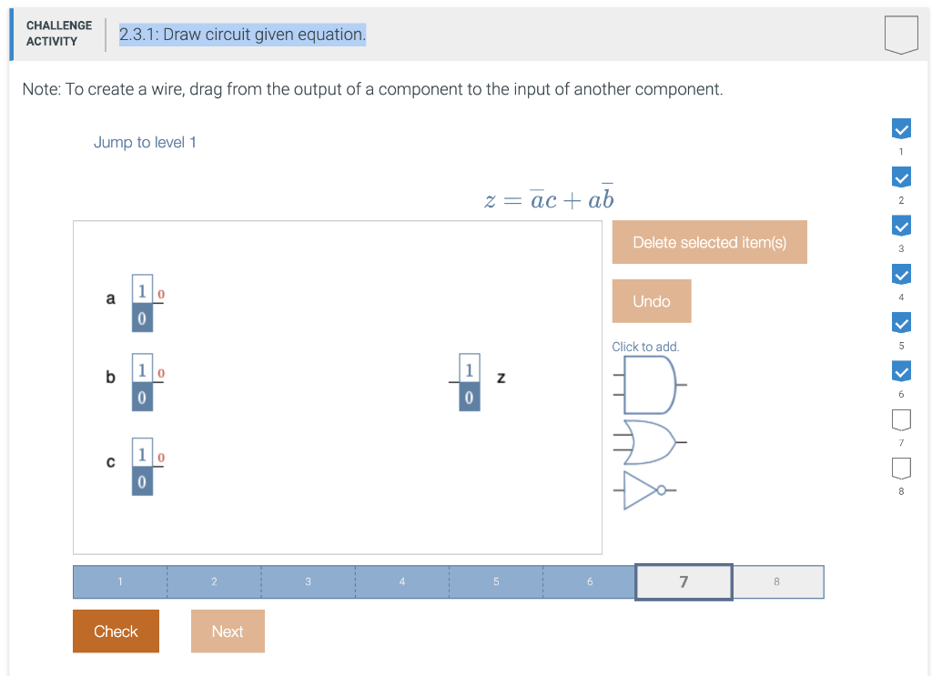 CHALLENGE ACTIVITY 2.3.1: Draw circuit given equation. Note: To create a