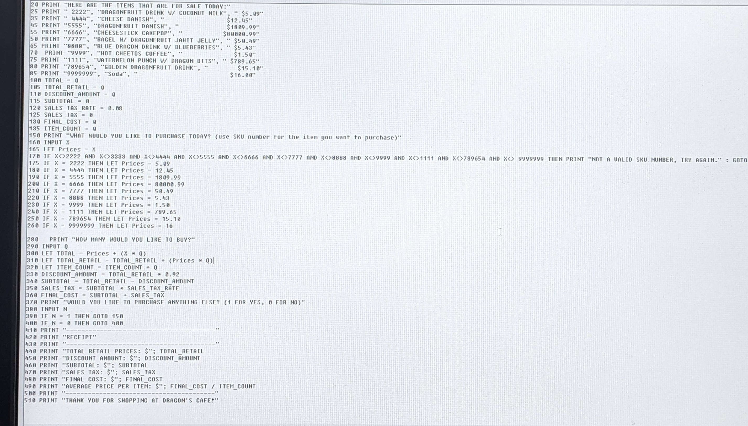  Hello. This code is run on JUST BASIC, and using any