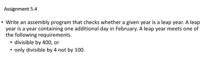  Assembly programming Assignment 5.4 Write an assembly program that checks whether