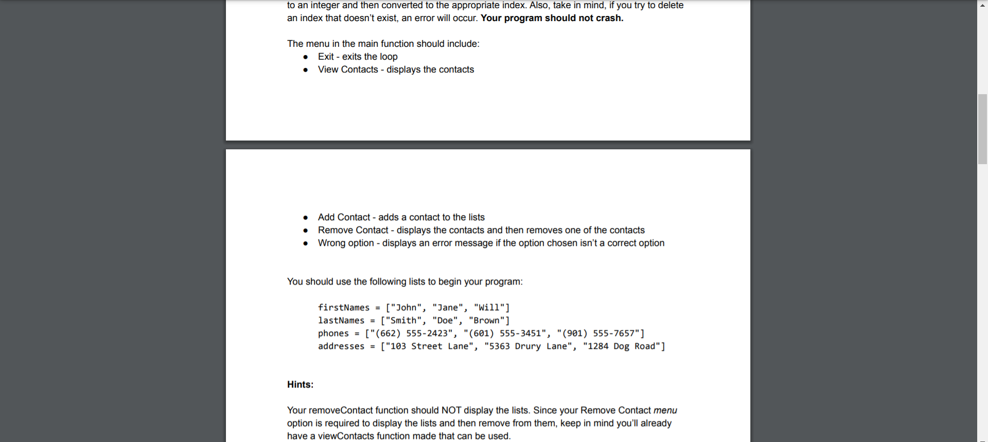 using lists Continue working past programming practices O Assignment: This week's lab