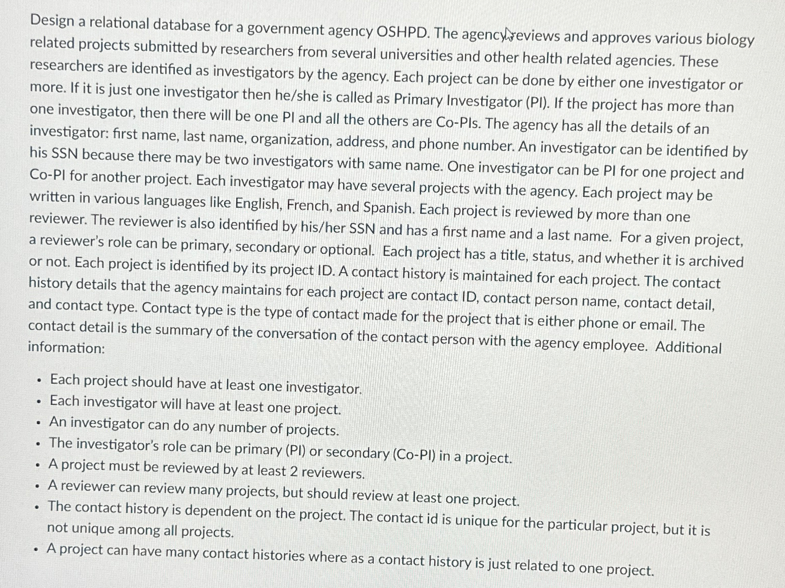  DO THIS ONLY NEED THE ER DIAGRAM NO TABLES DO THEM