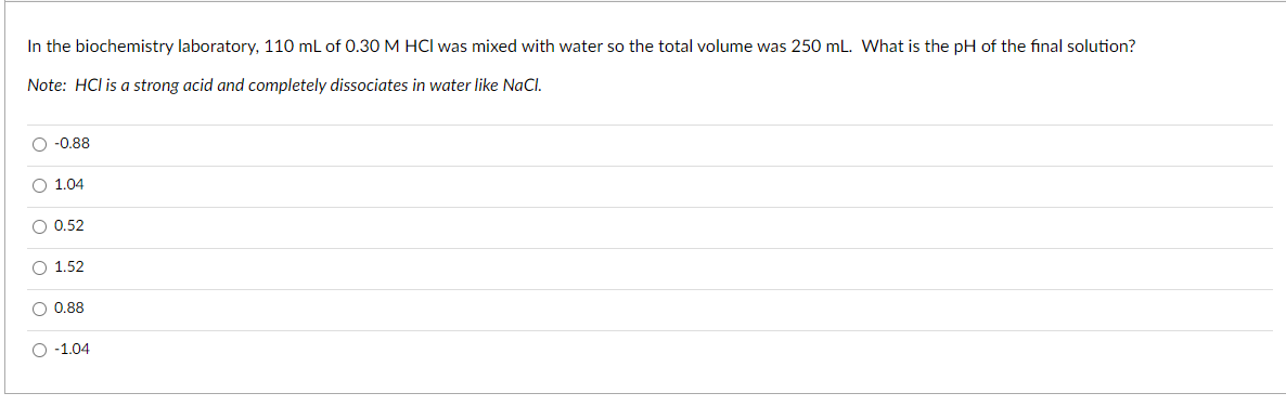 Please explain how to solve this problem. In the biochemistry laboratory, 110mL