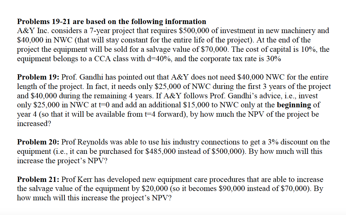  CAN SOMEONE PLEASE ANSWER THESE STEP BY STEP! Problems 19-21 are