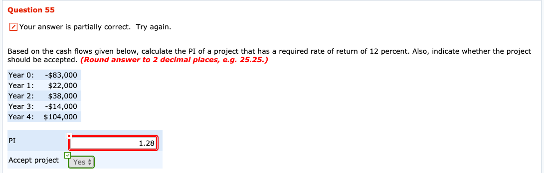  Question 55 Your answer is partially correct. Try again. Based on