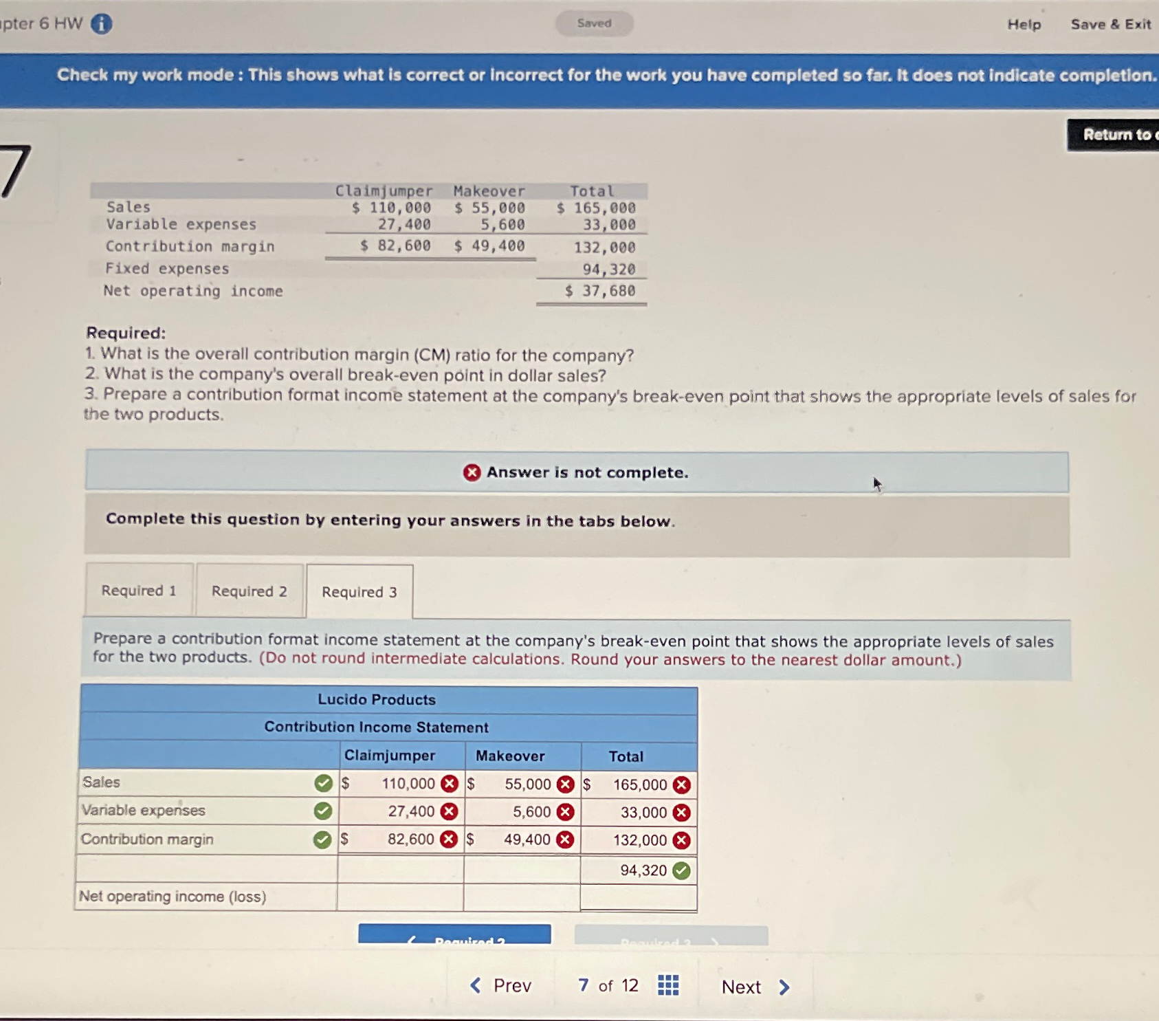  pter 6 HW Help Save & Exit Check my work mode: