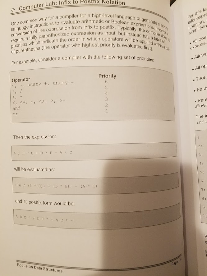 Java Stack Program help! Lab: Infix to Postfix Notation Computer Lab: Infix