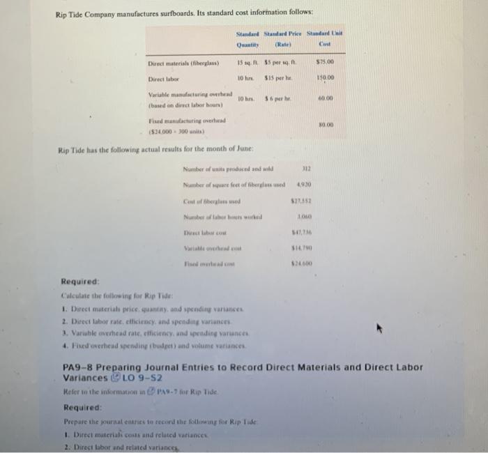  please do 9-8, questiond 1 and 2 Rip Tide Company manufactures