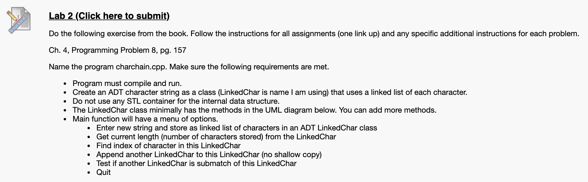 Chapter 4 programming problem number 8: Specify and implement an ADT