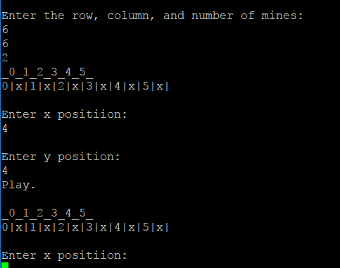 the game board when the program is run. I don't know what's