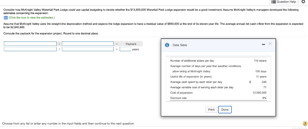an investment of $1,476,000. Managers estimate that this investment will have a