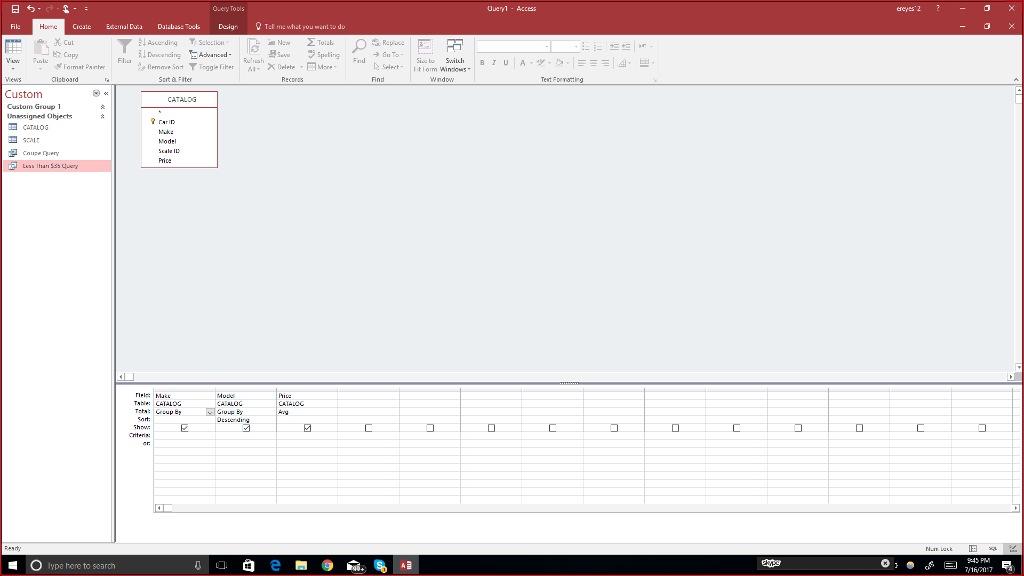 the model and calculate the average price for each make.Save the query