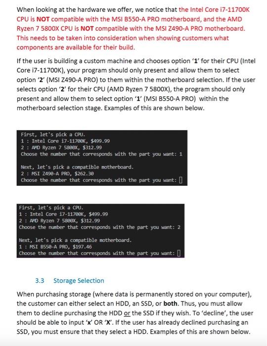 This function will mainly consist of a userinput-driven system for ordering PCs,