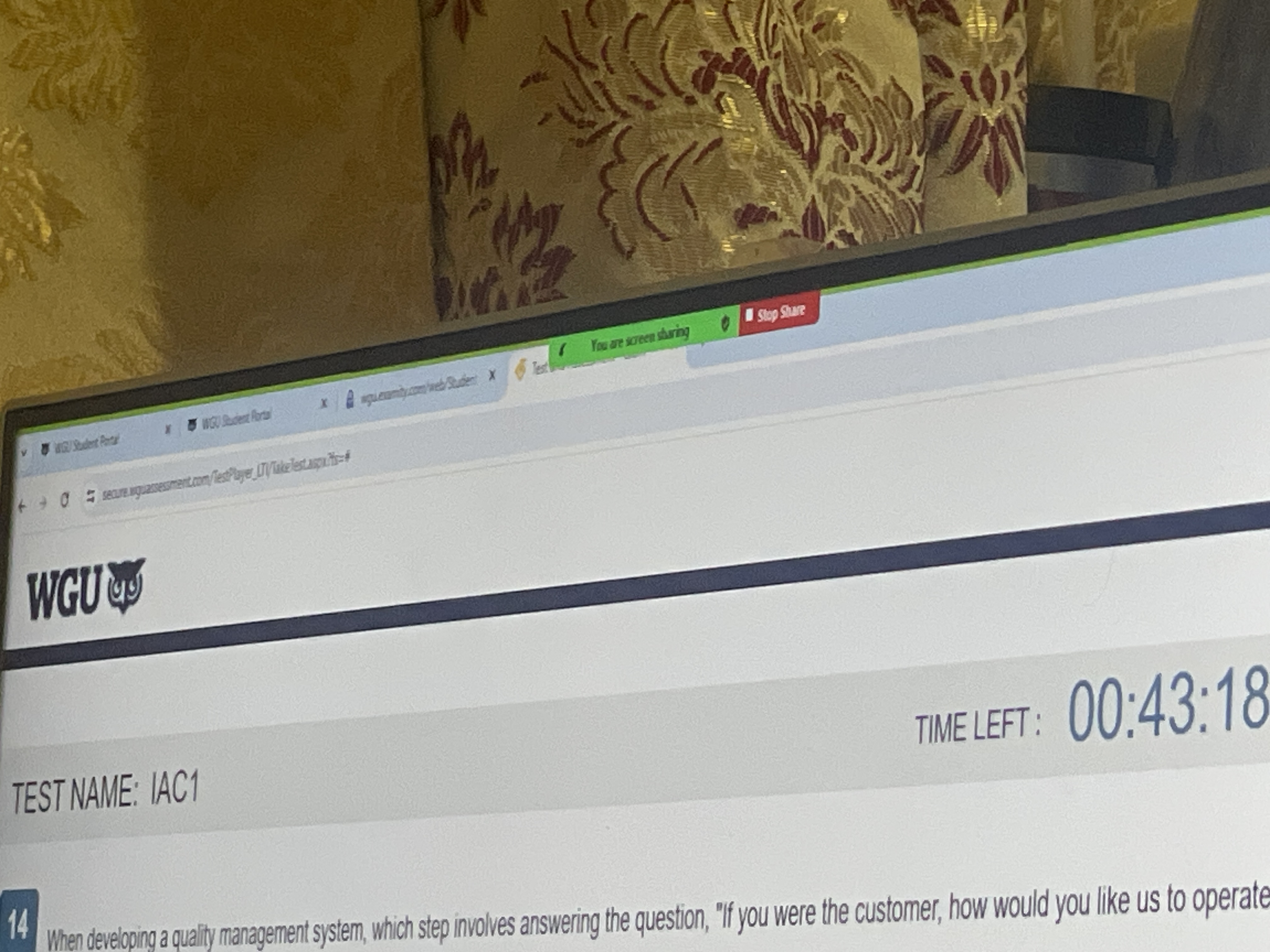  TESTNAME: IAC1 When developing a qually managementssstem, which step involves answering