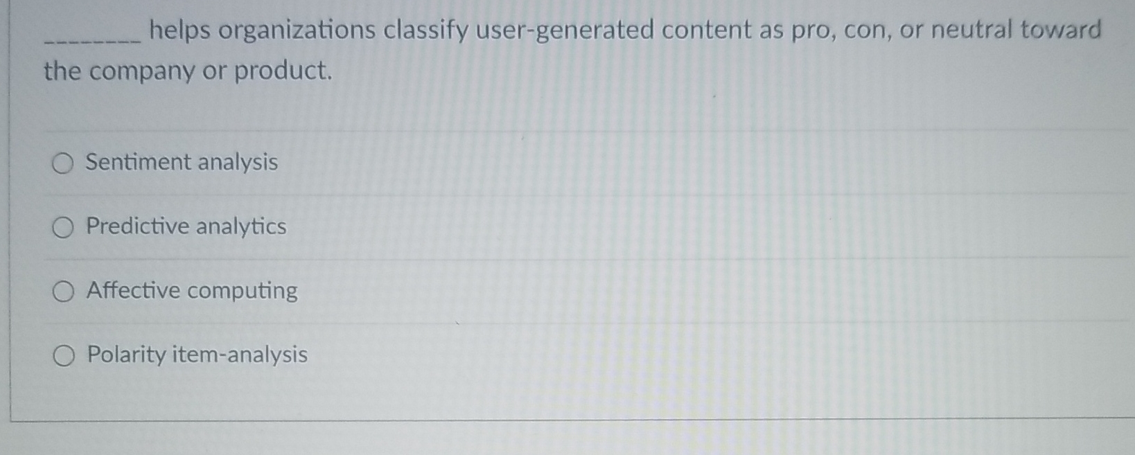  helps organizations classify user-generated content as pro, con, or neutral toward
