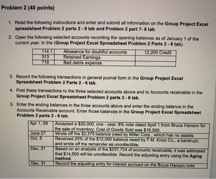  Problem 2 (40 points) 1. Read the following instructions and enter