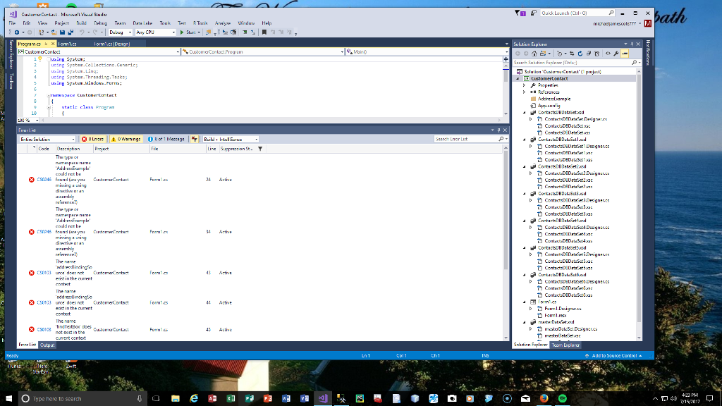 to my SQL database even though I went in to VS and