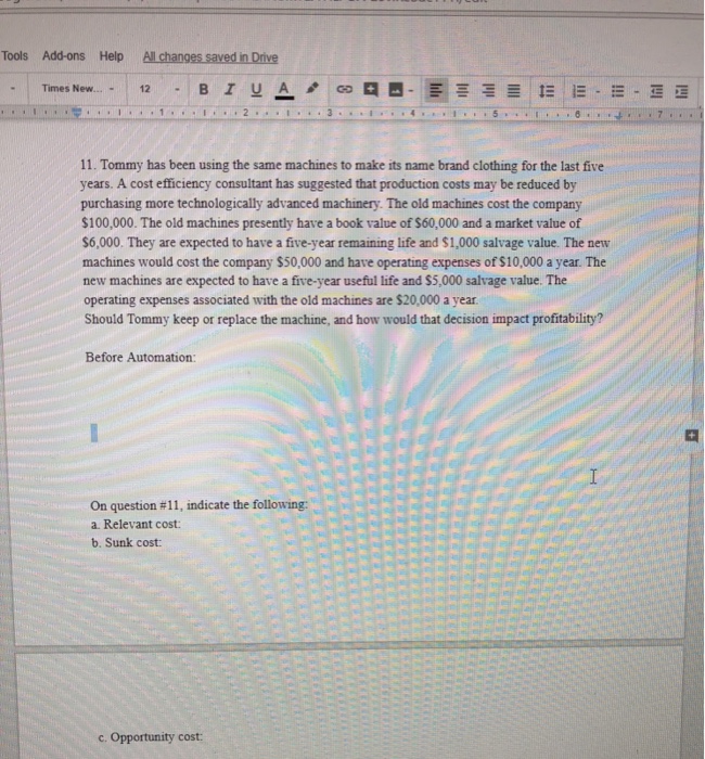  Tools Add-ons Help All changes saved in Drive Times New... 12