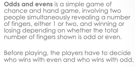 record the ODDS and EVENS Game PLEASE HELP ME WITH THIS PROBLEM