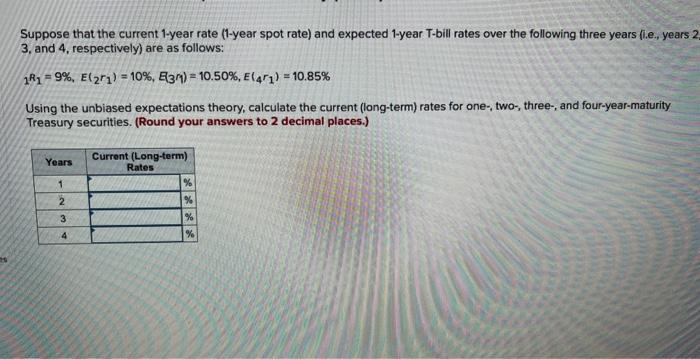 please answer the below Suppose that the current 1-year rate (1-year spot