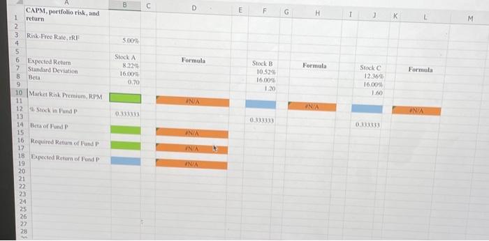 following information for three stocks, Stocks A, B, and C. The returns