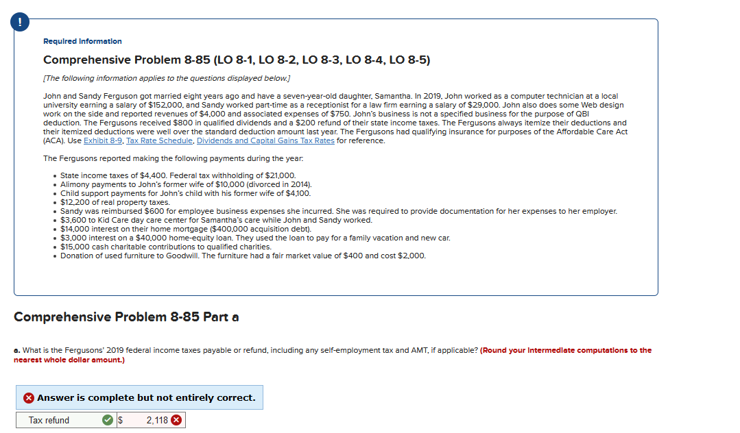  Required Information Comprehensive Problem 8-85 (LO 8-1, LO 8-2, LO 8-3,