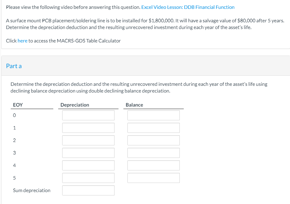 Please view the following video before answering this question. Excel Video