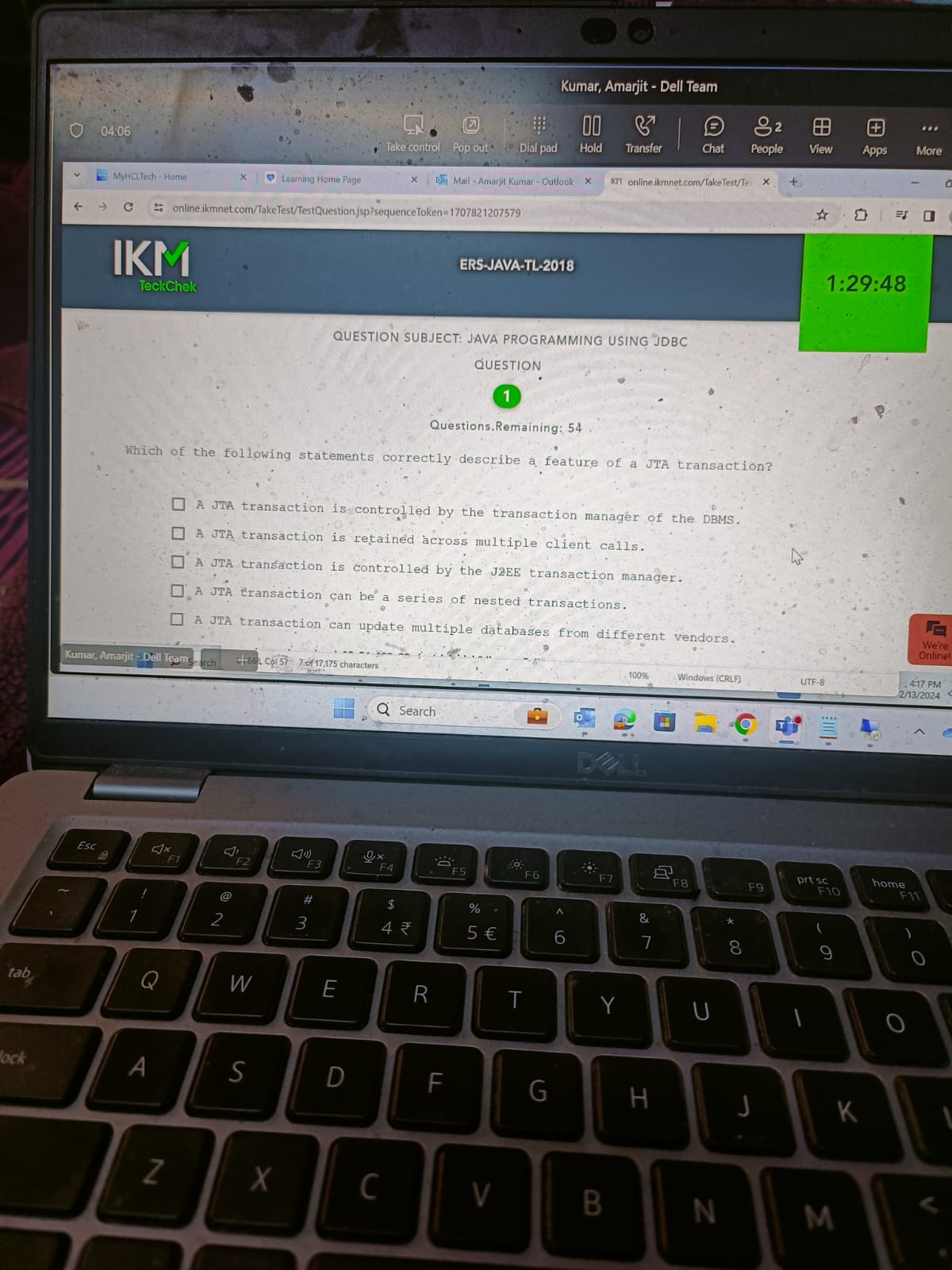  QUESTION SUBJECT: JAVA PROGRAMMING USING JDBC QUESTION Which of the following