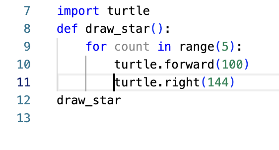 the program, but no turtle drawing window came up. I tried indenting